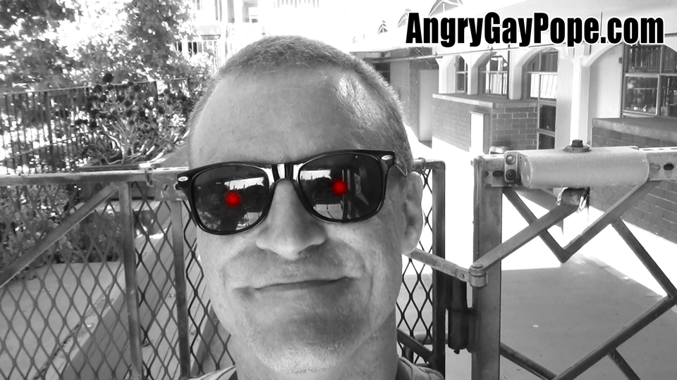 angry gay pope at delphi academy terminator eyes