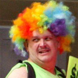 happy smurf rainbow wig headshot
