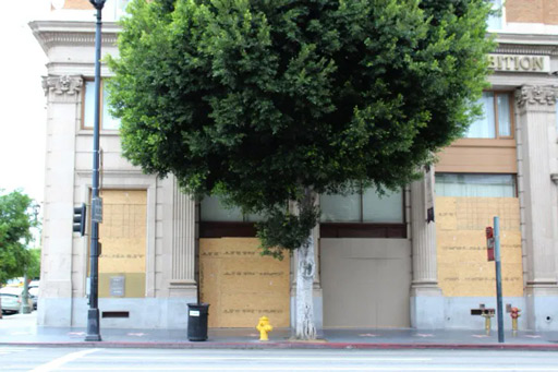 scientology hollywood boarded up due to looters