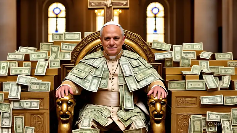 ai pope on throne of money